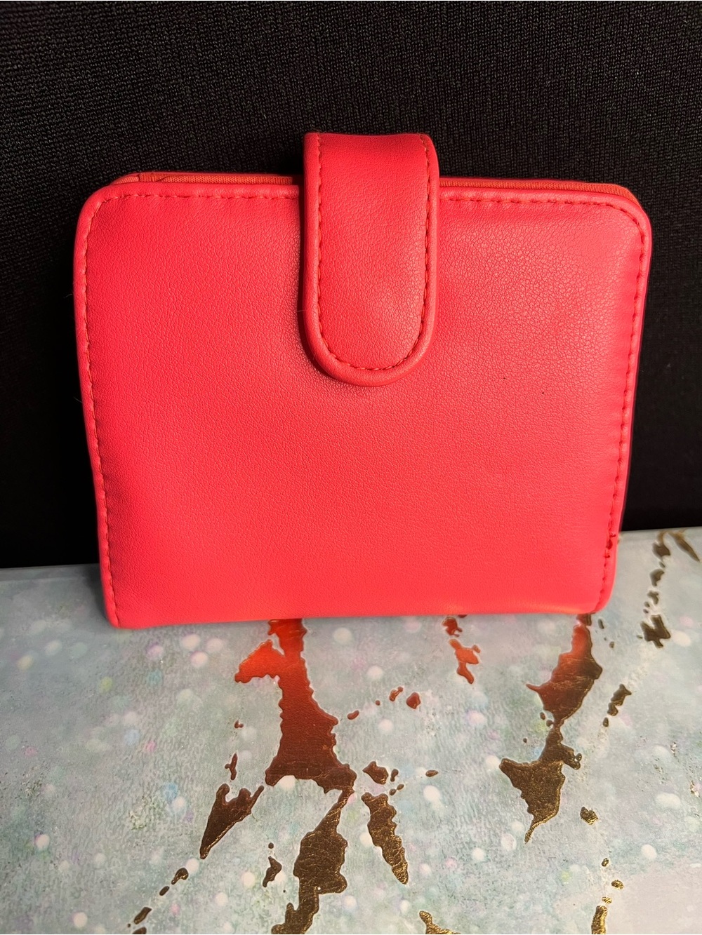 Coral Pink Women's Compact Wallet - Sleek Snap Closure